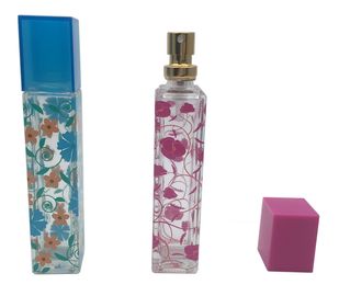 Garrafas de perfume de vidro decorativas, garrafas de óleo vazias da fragrância com pulverizador/tampões da cor
